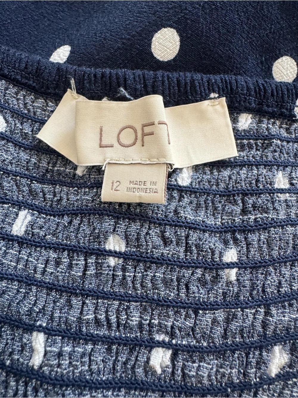 LOFT Navy and White Polka Dot Wide Keg Cropped Jumper Nautical Vacation - Picture 7 of 9